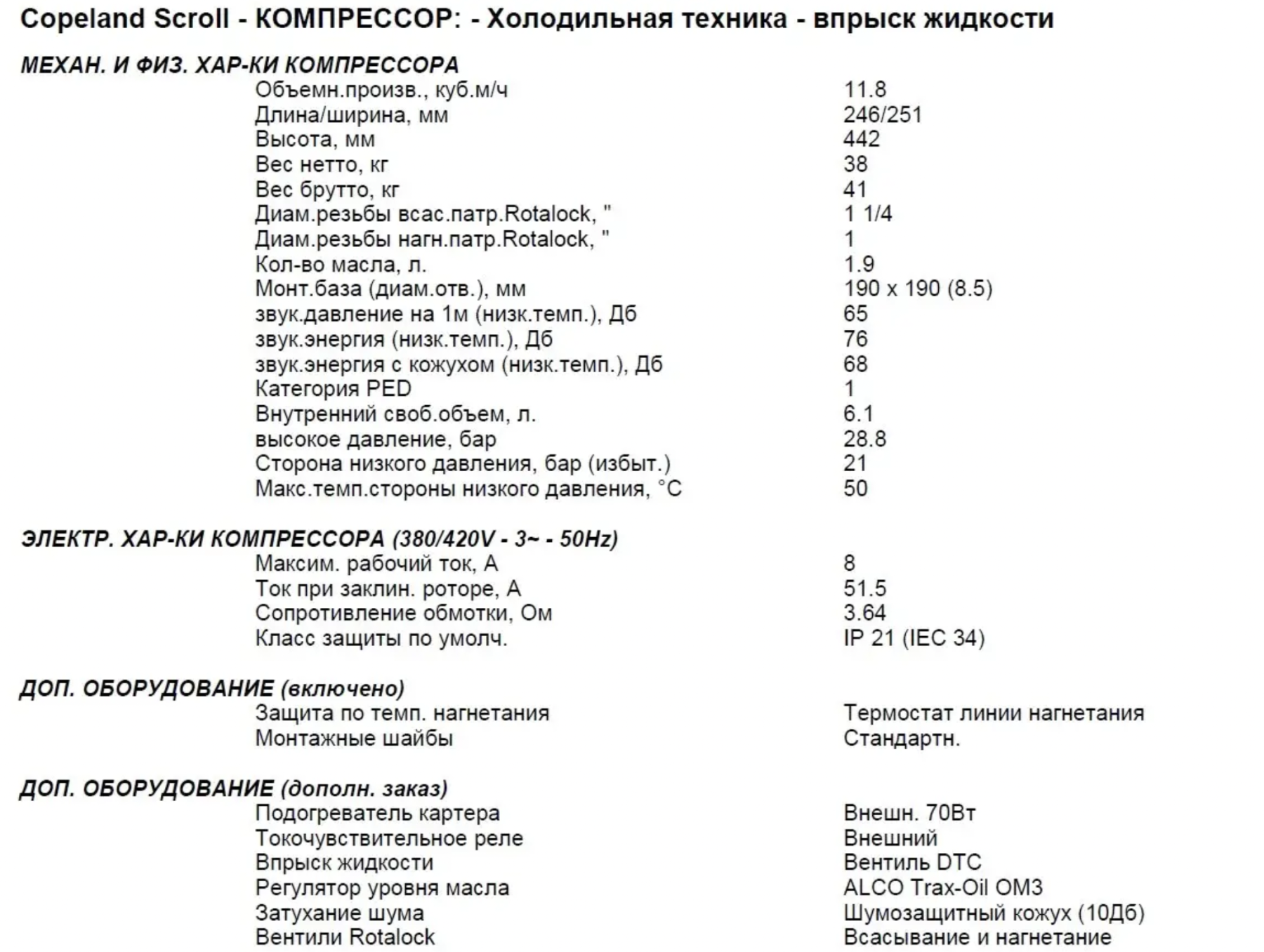 характеристики Copeland ZF13K4E-TFD 551