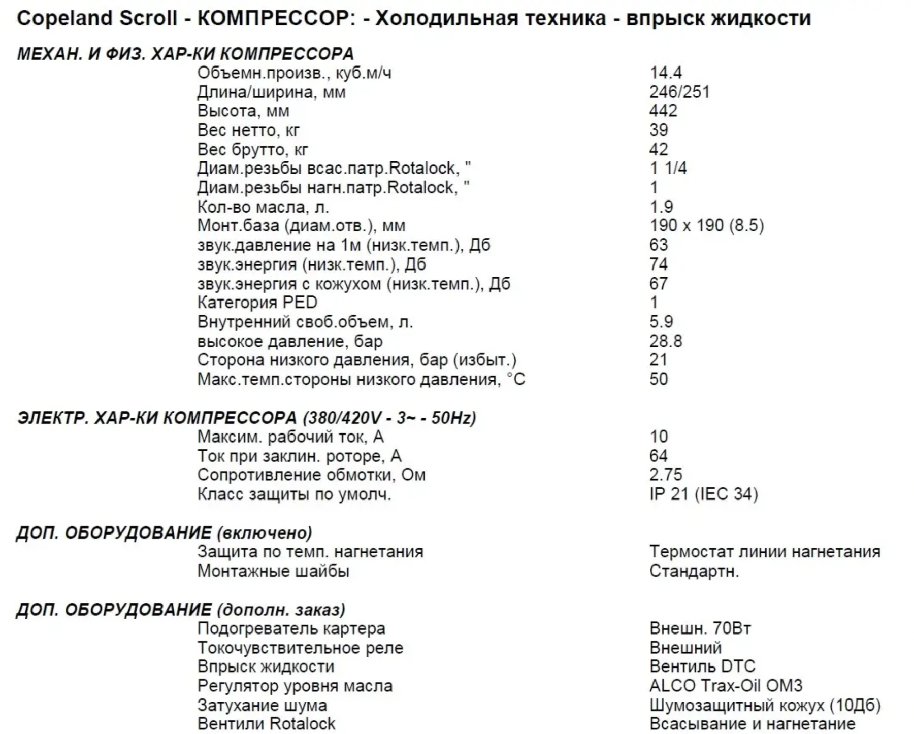 характеристики Copeland ZF15K4E-TFD-551