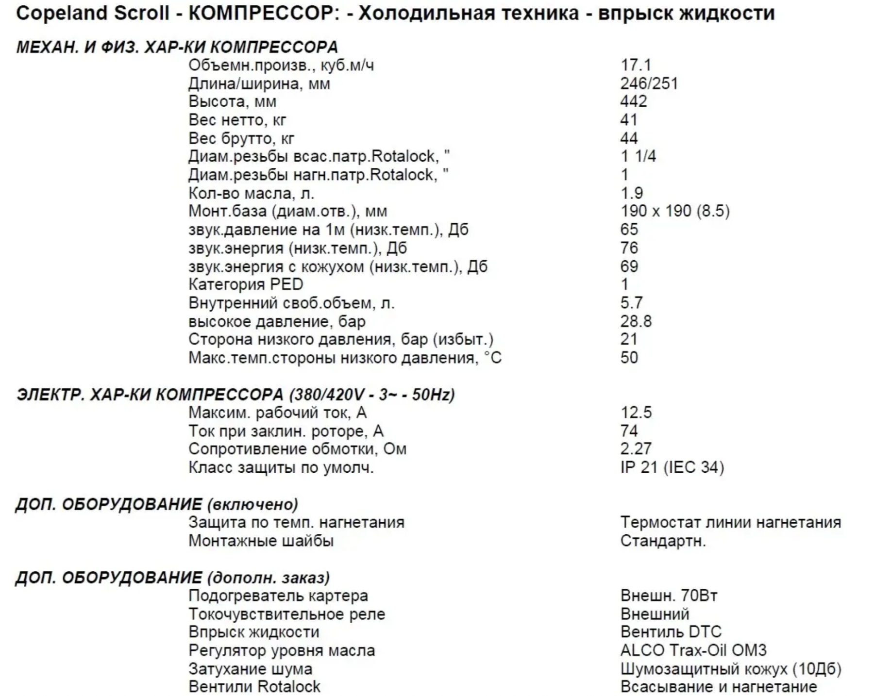 характеристики Copeland ZF18K4E-TFD 551