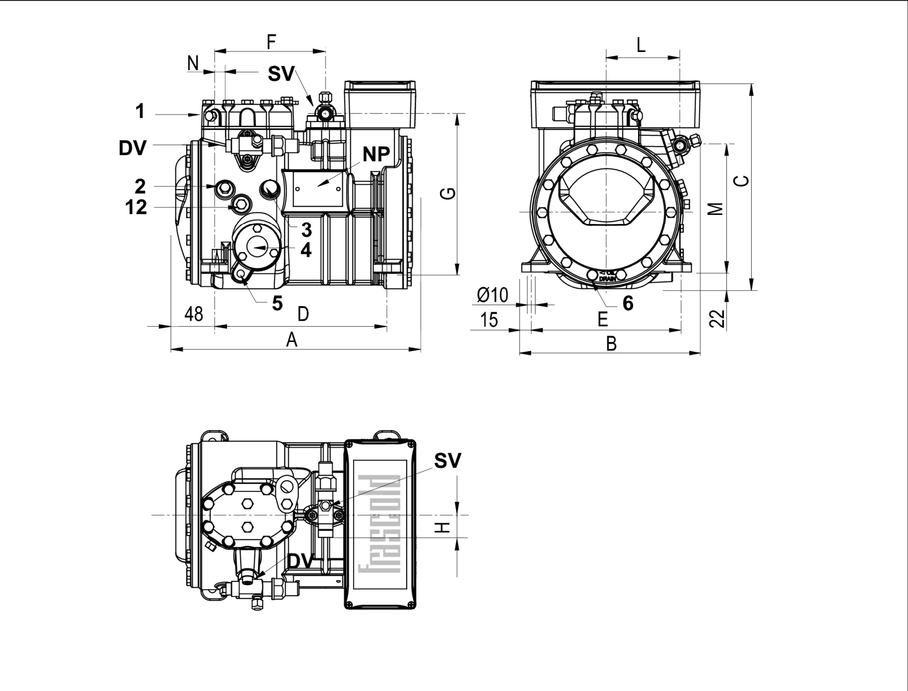 Схема Frascold B1.5-9.1Y